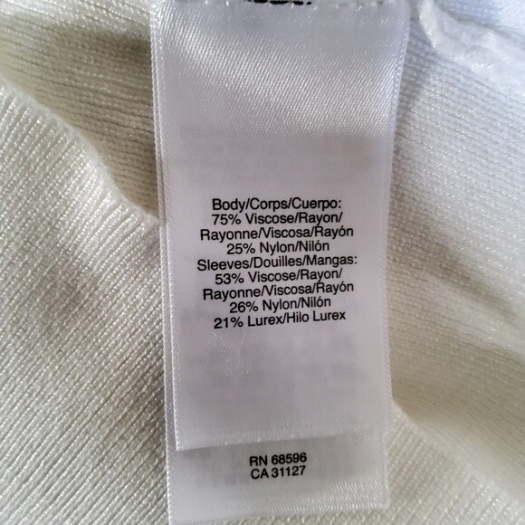 DKNY Ribbed Bell Sleeve Weater Top S White New - Picture 9 of 10